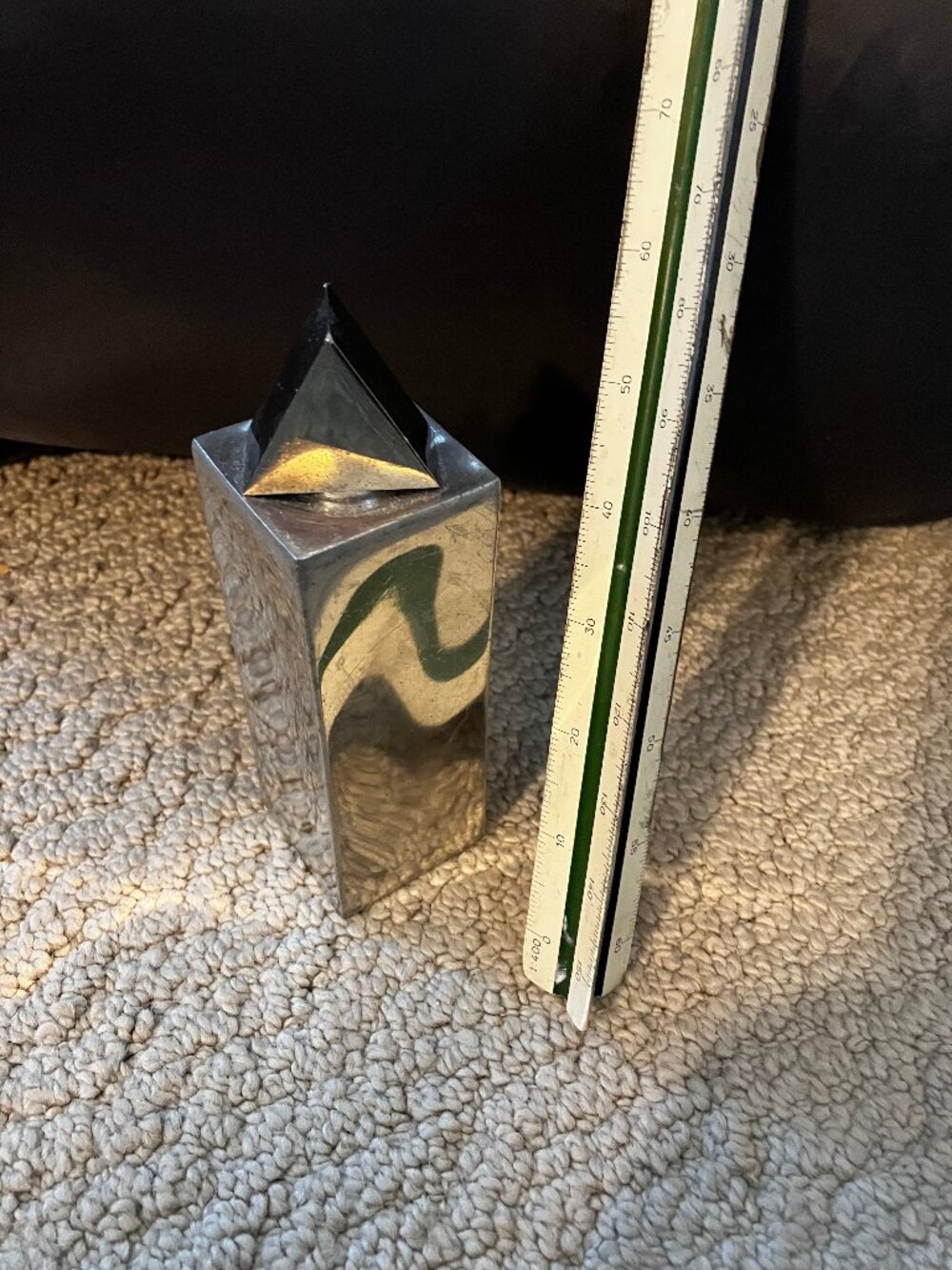 vintage geometric peweter obelisk flask maunfactured in Sheffield England